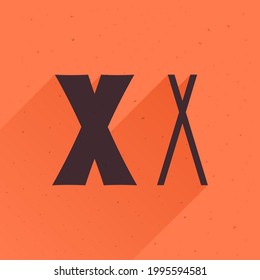 Letter X logo for your fun and happy design projects. The main idea of this font is a quirky replacement of heavy uppercase and light lowercase symbols.