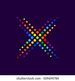 Letter X logo.Dots logo colorful,dotted shape logotype vector design