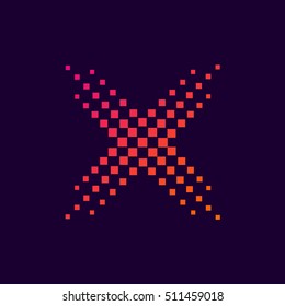Letter X Logo.Dots Logo Colorful,pixel Shape Logotype Vector Design
