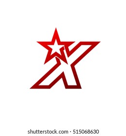 Letter X logo,Red Star sign Branding Identity Corporate unusual logo design template