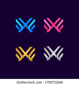 Letter X logotype with Colourful and Premium Luxury Wings logo, Freedom and Fly sign, Falcon or Eagle symbol for your Business Company and Corporate branding identity, Vector illustration