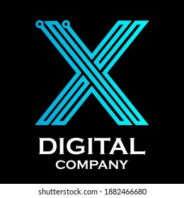 Letter x logotype Farbverlauf-Blau mit Punkt,Technologie und digitalem Abstrakten, geeignet für Ihr Unternehmen