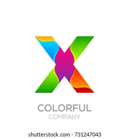 Letter X logotype made of stripes with Glossy colorful and gradient, Rainbow Vibrant Colors for your Corporate identity vector design template