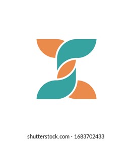 Letter X logo.Typographic icon isolated on light background.Colorful lettering sign.Alphabet initial.Modern,playful style intertwined shapes.Twisted character for company branding.