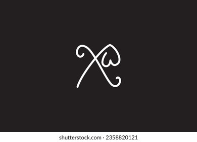 Letter X Love Logo Design on Black Background