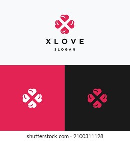 Letter X Love logo icon design template