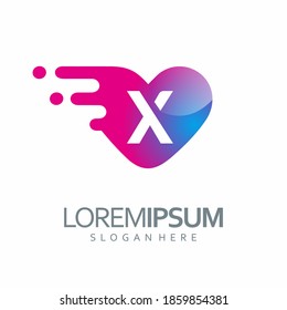 letter X love logo vector