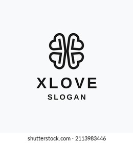 Letter x love logo vector design template