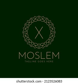 letter X luxurious circle decoration calligraphic vector design element