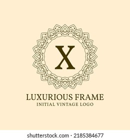 letter X luxurious frame initial vintage vector logo design element