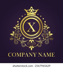 Letter X luxury gold logo concept