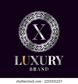 letter X luxury initial circle vector logo design
