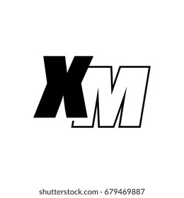 letter X and M logo overlapping black negative