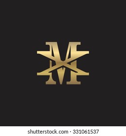 letter X and M monogram golden logo