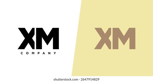 Letra X e M, modelo de design de logotipo XM. Logótipo inicial com base em monograma mínimo.