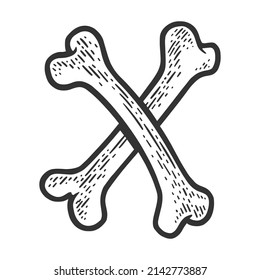 letter X made of bones sketch engraving vector illustration. Bones font. T-shirt apparel print design. Scratch board imitation. Black and white hand drawn image.