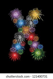 letter (X)  made from colorful in the form of fireworks letters - check my portfolio for other letters.