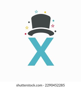 Letter X Magic Hat Logo Design. Magician Symbol Vector Template