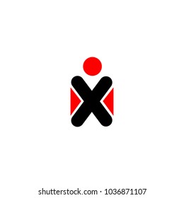 letter x man logo. Vector