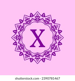 letter X mandala elegant circular border initial vector logo design