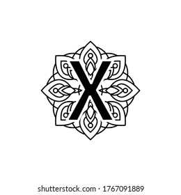 Letra X ilustración de diseño de vector Mandala