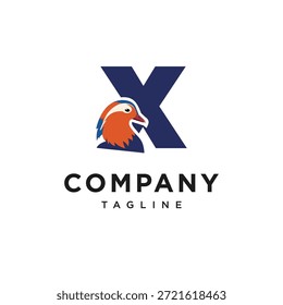 Letter X Mandarin Duck Logo Icon Vector