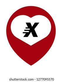 letter X and map pin. logo concept. Designed for your web site design, logo, app, UI