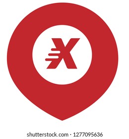 letter X and map pin. logo concept. Designed for your web site design, logo, app, UI