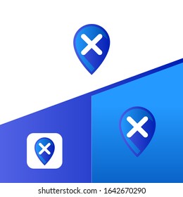 Letter X With Map Pointer icon or logo design template elements