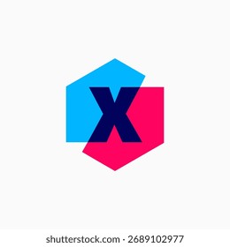 letter x mark hexagon hexagonal logo vector icon illustration