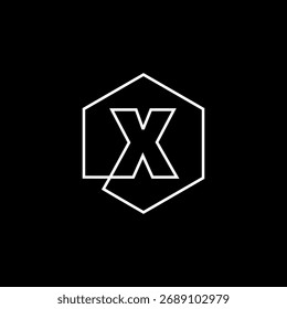 letra x marca hexágono hexagonal logotipo vetor ícone ilustração