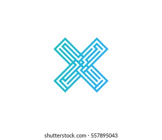 Letter X Maze Logo Design Element