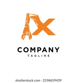 Letter X Metal Shear Excavator Logo Icon Vector