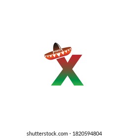 Letter X Mexican hat concept design illustration