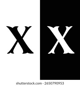 Letra X com logotipo monográfico mínimo, criativo e único.