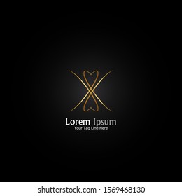 "letter X". Minimalist logo design.
Simple,digital and modern logo with smooth gradient gold effect.