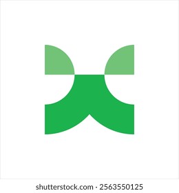 Letter X minimalist logo with green arrow icon