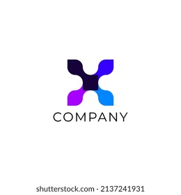 letter x modern abstract tech logo design