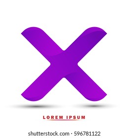 Letter X. Modern concept. elegant typographic .Twisted gradient purple