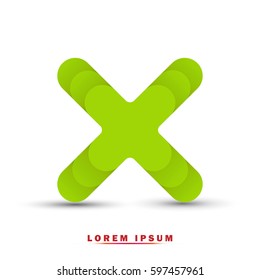 Letter X. modern concept and simple typographic. green