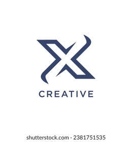 Letra X con logotipo abstracto de monograma de idea creativa moderna