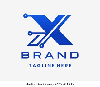 Carta X Tecnologia Digital Moderna Design de logotipo