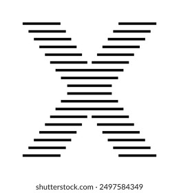 Letter X Modern Logo with Geometric Horizontal Stripe Line Pattern