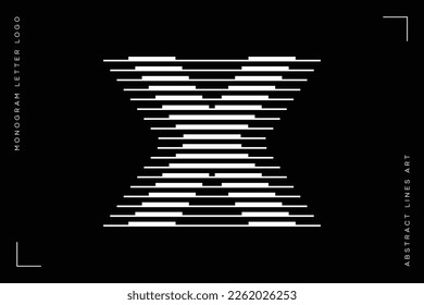 Letter X Modern Logo with Horizontal Line Pattern