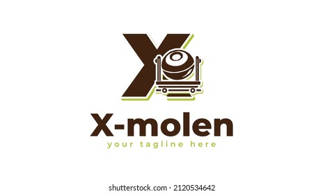 Letter x and molen logo design. vector