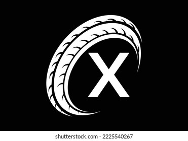 Letter X monogram alphabet With a Sport Car Automotive Car Repair Logo Design Concept With Transport Tire Icon Vector Template.