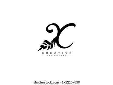 Letter X monogram floral wreath logotype