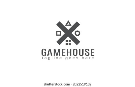 Letter X monogram game house logo design template