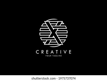 Letter X Monogram linked striped circle, Interesting concept looks abstract