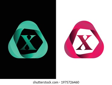 letter X monogram logo with abstract liquid shape